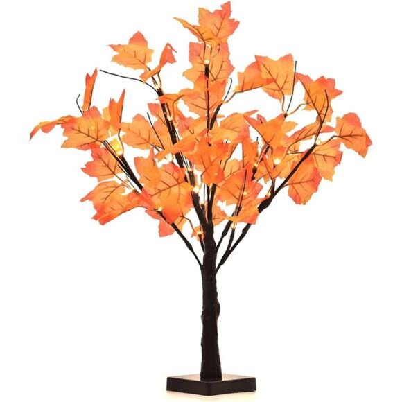 Lighted Artificial Fall Maple Tree Clearance Operated Tabletop Autumn Tree - Picture 2 of 8